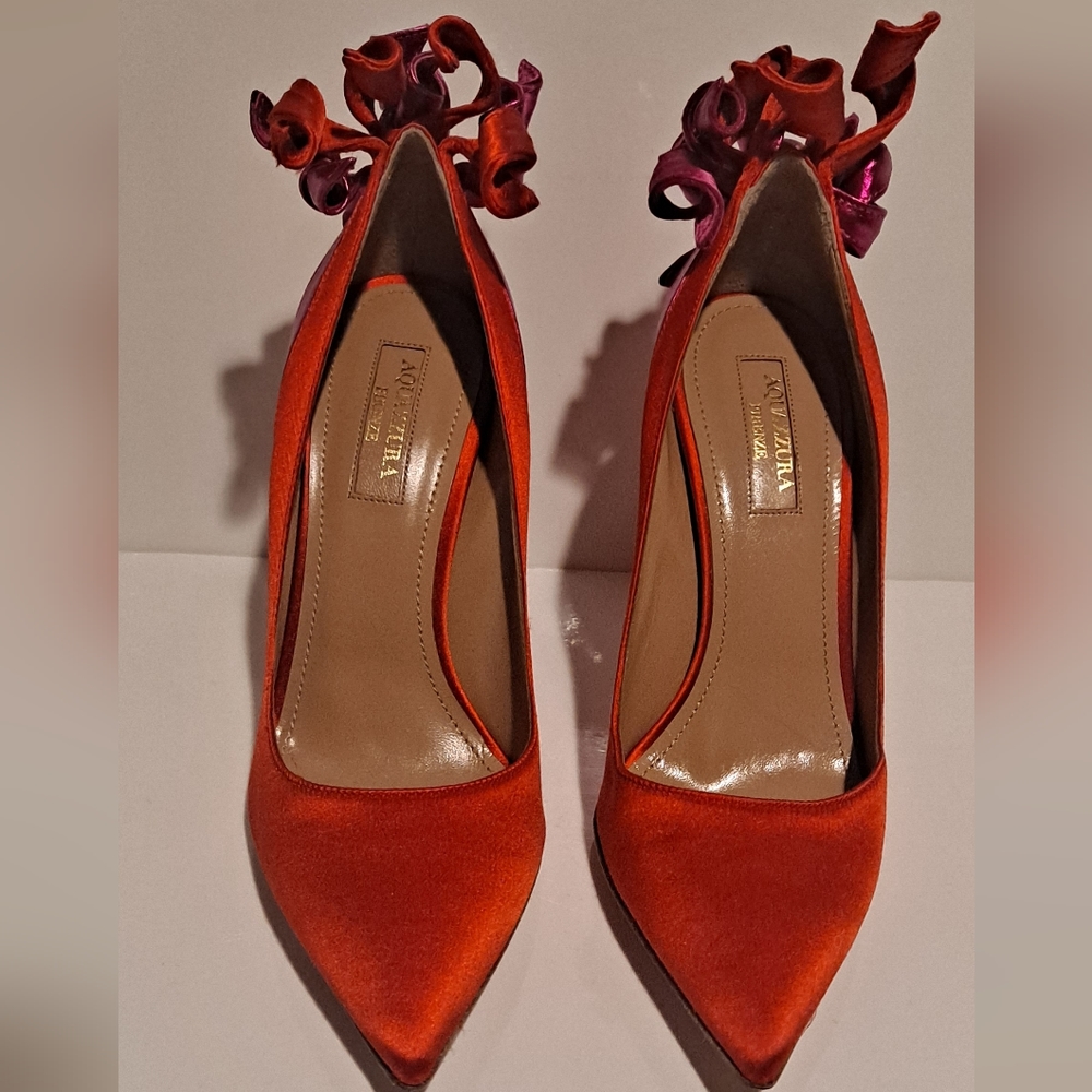 AQUAZZURA  Satin Striped Pumps. NWT